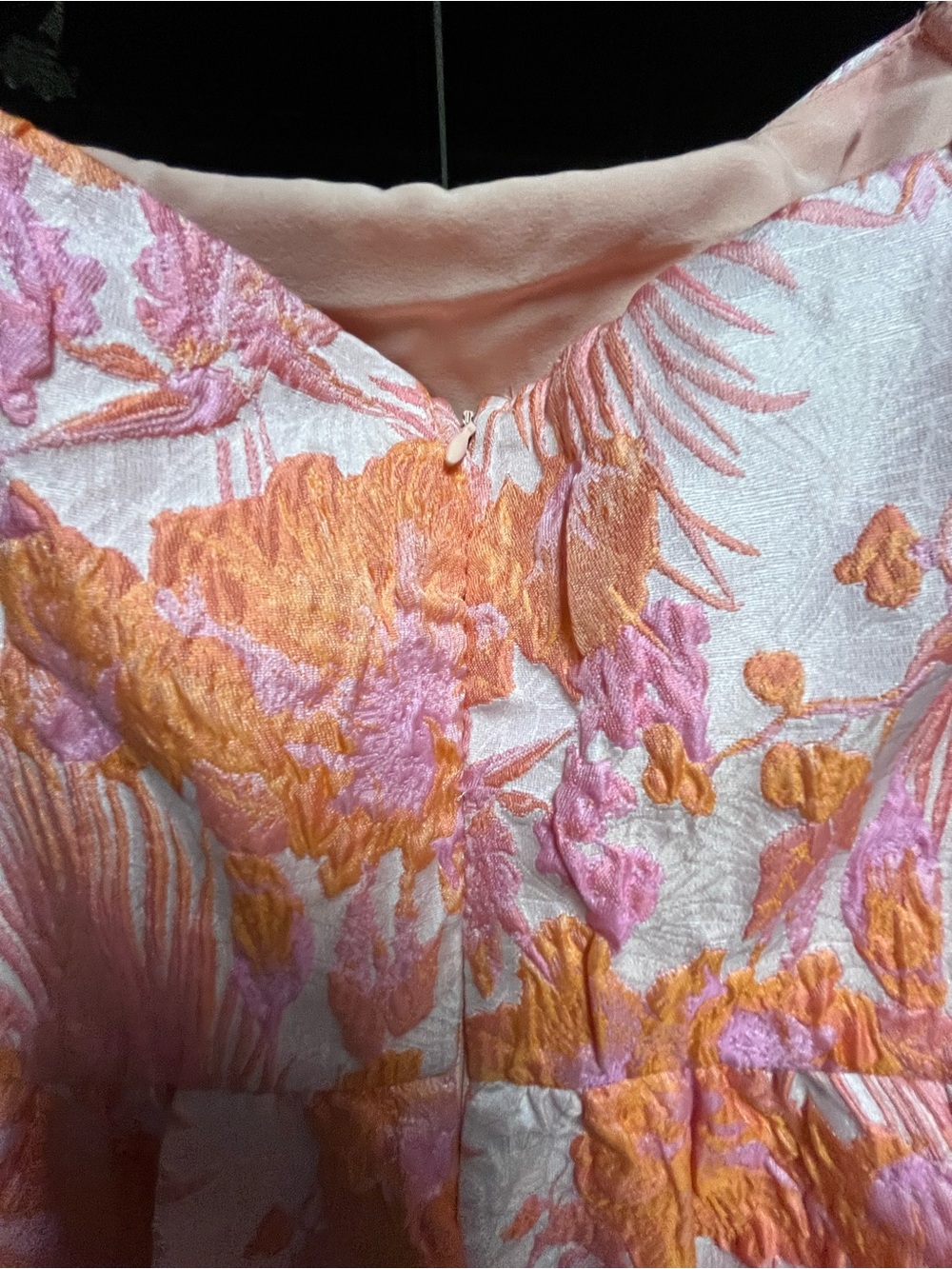 Fashion Nova Womens Orange Pink Floral Jacquard Puff Sleeve Mini Dress Large - Picture 5 of 8